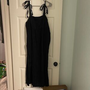 Old Navy Black Midi Dress with Tie Straps